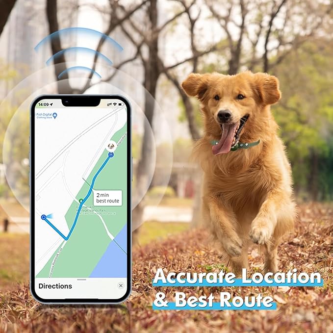 GPS Tracker for Dogs&Cats, 2 in 1 Pet Tracking Smart Collar (Only iOS), No Monthly Fee GPS Tracker Dog Collar, Real-time Location Comfortable PU Tracker for Small, Medium Large Dogs(Locator Included)