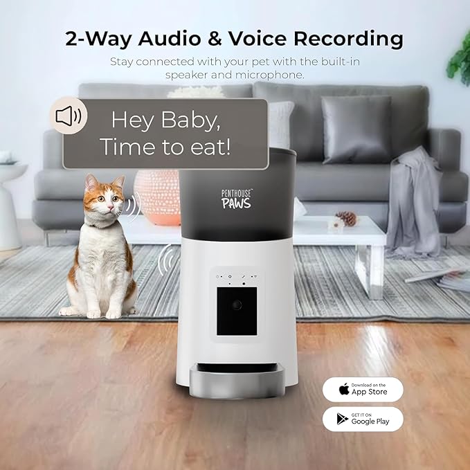 Bundle of Penthouse Paws Smart HD Cat Feeder 6L with Camera + 3.5L Smart Wireless Water Fountain with Replacement Filters, Feeding & Hydration for Cat & Dog
