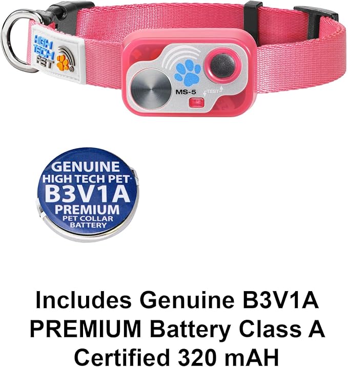 MS-5 Designer Series, Premium Performance Automatic Pet Door Collar by High Tech Pet Brand - Class A Battery Included - Stylish Design - Waterproof - Rugged - USA Support (Pink)