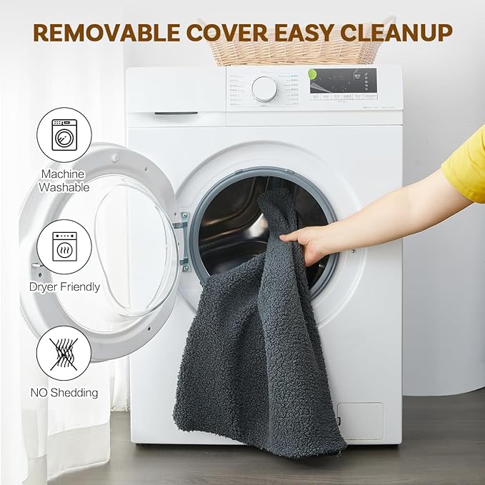 Self Warming Cat Bed Self Heating Pad 29 x 19 inch Thermal Pet mat for Indoor Outdoor Pets Double Filled Cat Mat with Washable Removable Cover Non-Slip Bottom (Dark Gray)