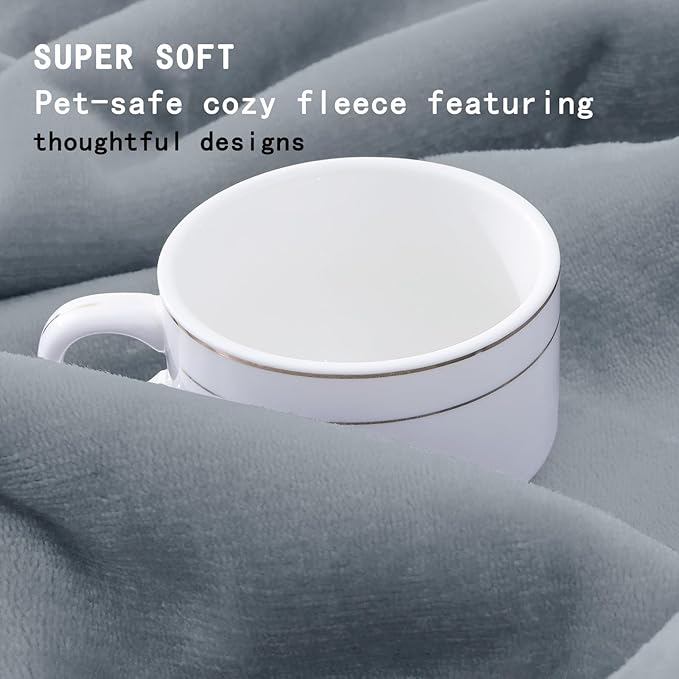 Smiry Waterproof Dog Bed Blanket, Leakproof Pet Throw Blanket for Bed Couch Sofa, Reversible Sherpa Fleece Furniture Protector Cover for Small Medium Large Dogs Cats (Grey, 60x80 inches)