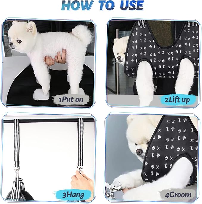 Dog Grooming Hammock Harness for Nail Trimming (L 50lb), Dog Sling Holder Hanger for Clipping Nails