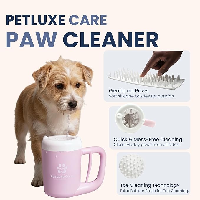 Dog Paw Washer Kit - Includes Paw Cleaner Cup, Towel, Pet Bath Brush & Moisturizing Balm - Dog Foot Washer for Muddy Paws, ideal for Small & Medium Dogs (Pink, Small)
