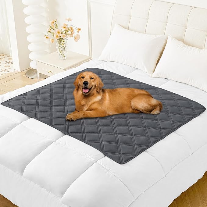 Smiry Waterproof Dog Bed Cover Blanket 40x50, Soft Reversible Pet Blanket, Washable Leakproof Cats Dogs Couch Cover for Sofa, Couch, Furniture, Lattice, Dark Grey/Dark Grey