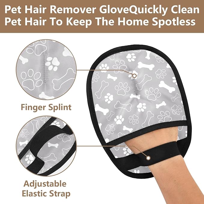 Pet Grooming Gloves Reusable Dog & Cat Hair Remover for Furniture, Car Interiors Multi-Surface Deshedding Tool for Carpets, Bedding & Home Cleaning