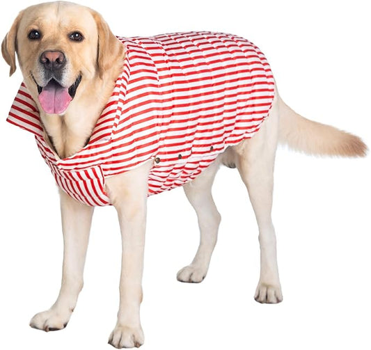SPACE LION Dog Puffer Jacket, Down Winter Coat, Durable Outdoor Coat for Cold and Windy Conditions, Lightweight & Adjustable Fit Coats for Large Dogs, (RedStripe, Size24/2XL)