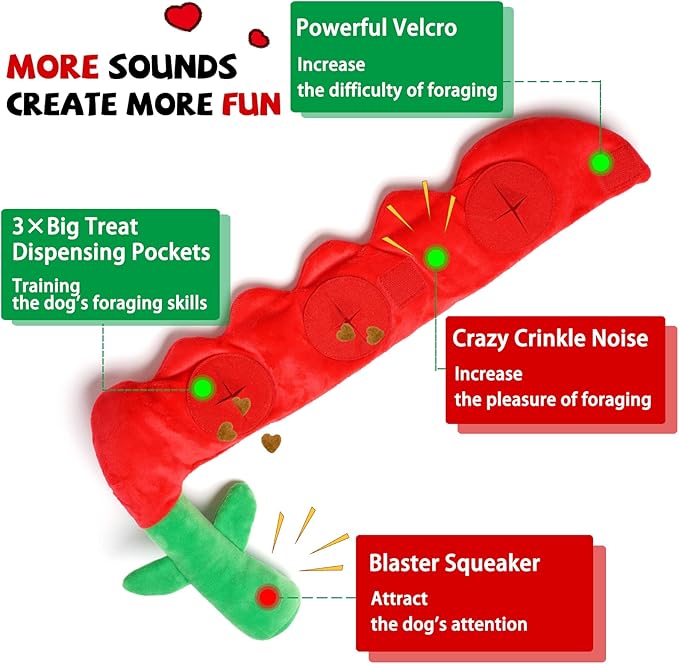 Rose Puzzle Dog Toy, Valentine's Day & Christmas Gift, Squeaky Crinkle Enrichment Snuffle Mat, for Small Medium Large Dogs & Puppies