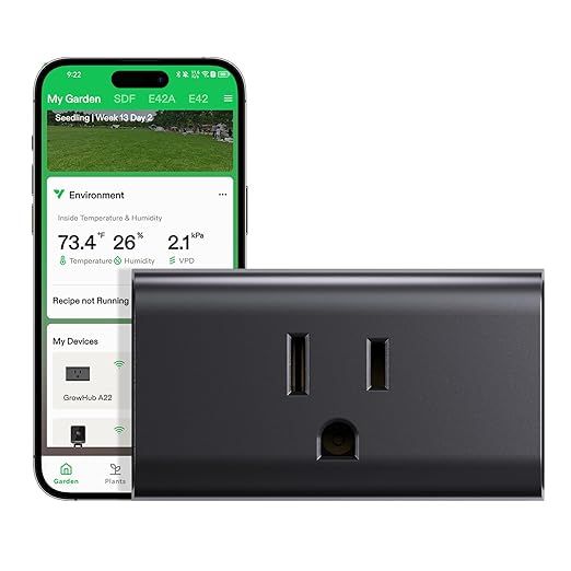 VIVOSUN GrowHub Outlet Controller A10, Smart WiFi Outlet, Smart Plug, 15A 1800W, Remote Control, Compatible with Vivosun App for Grow Tent