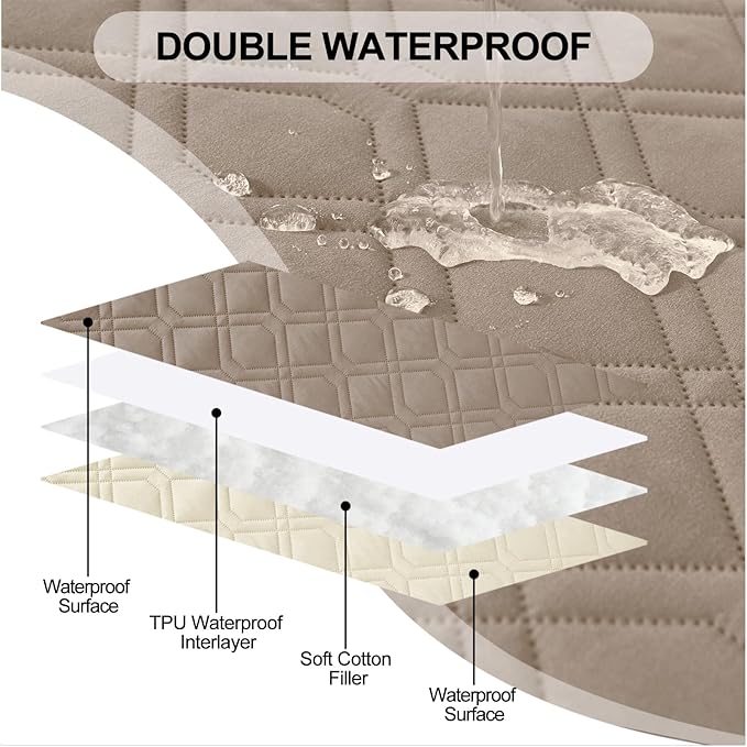 Smiry Waterproof Dog Blanket, 30x70 Inch Soft Pet Bed Cover Reversible, Washable Sofa Couch Furniture Protector for Small Medium Large Dog Puppy Cat, Geometric, Taupe/Beige