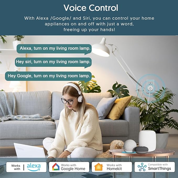 Smart Plug, Matter Compatible, Matter Hub Required, Easy Setup(FFS:Frustration-Free Setup), Work with Alexa, Google Home, Apple HomeKit(Siri)& SmartThings, 2.4 GHz Wi-Fi only (4 Pack)