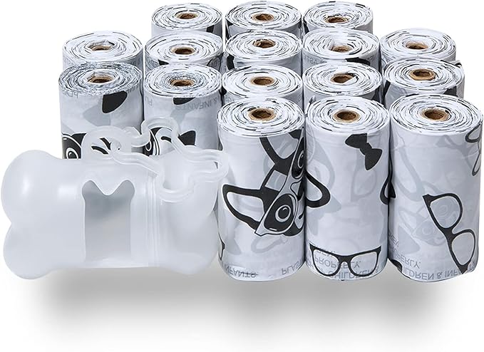 Best Pet Supplies Dog Poop Bags (240 Bags) for Waste Refuse Cleanup, Doggy Roll Replacements for Outdoor Puppy Walking and Travel, Leak Proof and Tear Resistant, Thick Plastic - White