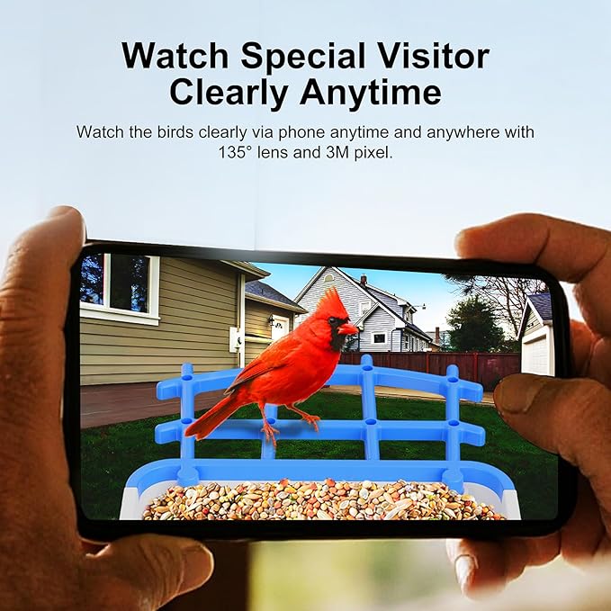 Solar-Powered Smart Bird Feeder with Camera, 3MP UHD Wireless Bird Watching Camera for Outdoors with AI Identify Birds Species, 2L Seed Capacity, and 2K Live Stream, Gift for Birds Lovers, Moms & Dads