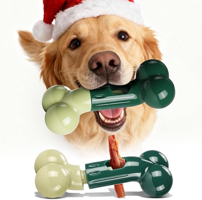 Apasiri Bully Stick Holder for Aggressive Chewers: Indestructible Dog Toy Prevents Choking No More Swallowed Ends, Bacon Flavored Nylon Tough Chew Toy to Keep Them Busy Medium/Large Dogs, Green