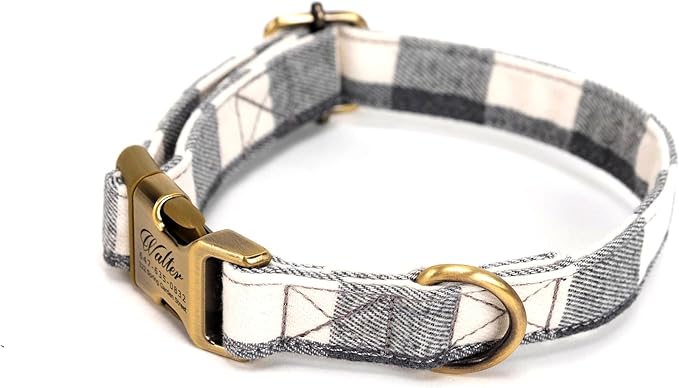 Personalized Dog Collar with Name and Phone Number Engraved,Adjustable Custom Puppy Collar,Organic Cotton Pet Collar for Small Medium Large Boy Girl Dogs