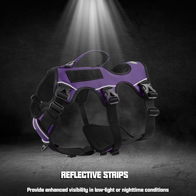 AUROTH Escape Proof No Pull Dog Harness - Soft Padded Reflective Adjustable Vest with Lift Handle - Medium Size