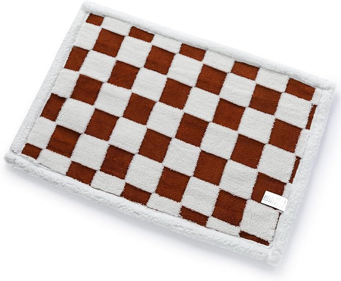 Waterproof Pet Blanket,Dog Bed Covers Small Throw for Puppy Cats Stylish Jacquard Pets Couch Sofa Furniture Protection Washable Reversible Covers (Coffee Check,XS)