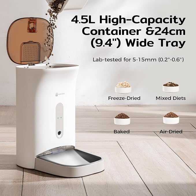 Automatic Cat Feeder with 2K HD Camera: 5G WiFi Automatic Dog Feeder with Night Vision,Cat Food Dispenser with APP,Pet Automatic Feeders Real-Time Video and Voice Call,Detachable for Easy Clean,F1 PRO