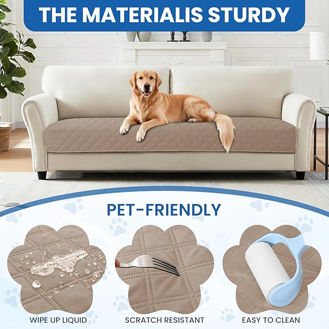 Waterproof Dog Blanket, Non-Slip Soft Pet Bed Cover, Couch Cover for Dogs Washable, Protects Sofa, Furniture, Crate, Car, Tear Resistant Leakproof Pet Blanket (30x70 Inch, Khaki)