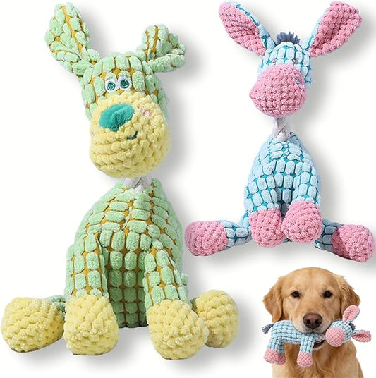 Indestructible Dog Toy - 2026 New Durable Stuffed Squeaky Dog Chew Toys,Dogs Plush Toy for Aggressive Chewers, for Small, Medium&Large Dogs and Puppies,Indoor Teething (Blue+Green)