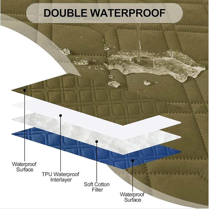 Smiry Waterproof Dog Blanket, 40x50 Inch Soft Pet Bed Cover Reversible, Washable Sofa Couch Furniture Protector for Small Medium Large Dog Puppy Cat, Geometric, Green/Navy