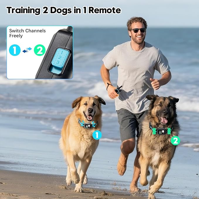 Dog Shock Collar with Remote-3300 Feet & IPX7 Waterproof Dog Training Collar -Beeper, Vibration, Safe Shock for 7-120lbs Large, Medium, Small Dogs, with Keypad Lock, Rechargeable Bark Collar