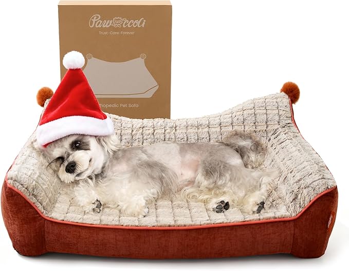 Orthopedic Dog Bed for Medium Dogs,Waterproof Supportive Egg Crate Foam Medium Dog Couch, Pet Bed with with Removable Bolsters, Washable Cover Non-Slip Bottom, (30''×21''×7'')