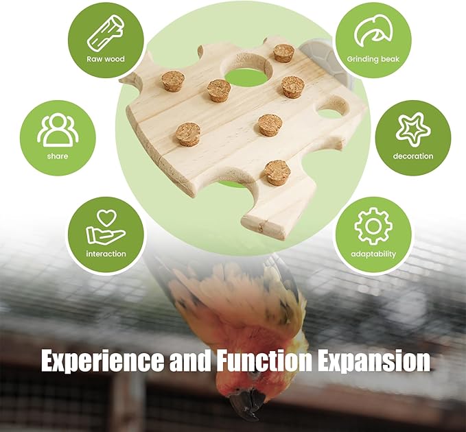 Wooden Bird Chew Toy, Parrot Biting Toys, Foraging Training, Relieve Boredom & Anxiety, Bird Cage Accessories, for Small Parakeets, Conures, Macaws, Budgies, Finches, NL N