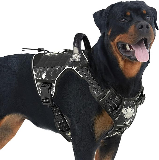 AUROTH Tactical Dog Harness for Small Medium Large Dogs No Pull Adjustable Pet Harness Reflective K9 Working Training Easy Control Pet Vest Military Service Dog Harnesses (L, Black Ink)