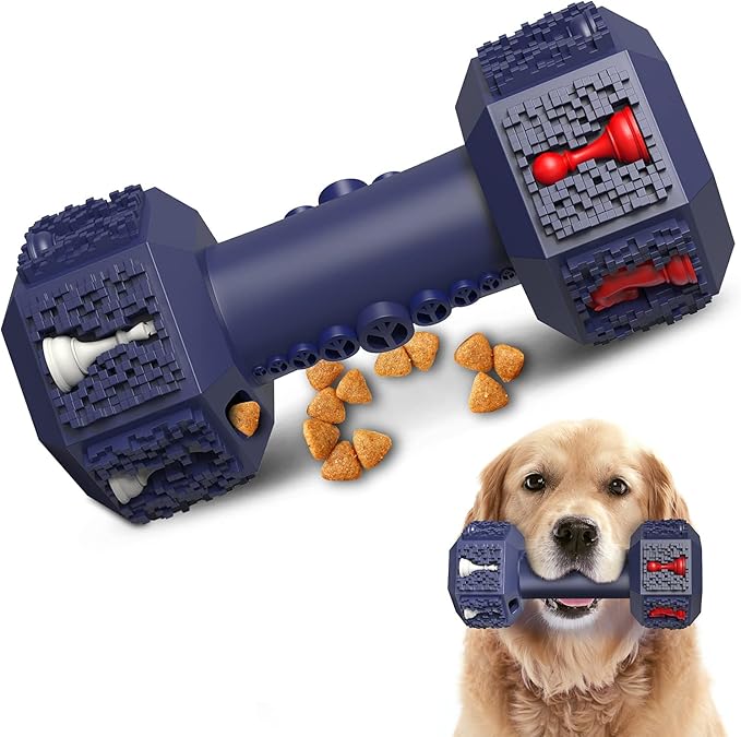 Dog Training Toys for Aggressive Chewers ，Pet Dumbbell Dog Chew Toy for Medium Small Breeds，Food Grade Non-Toxic Dental Pet Toy(Dumbbell Toys, 6“ in Medium)