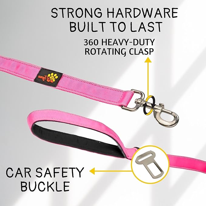 ADITYNA Tactical Bungee Dog Leash 6ft-7.5ft - Shock Absorbing Lead with 2 Padded Handles, Metal Clasp, Car Seatbelt - Heavy Duty No Pull for Medium, Large & XL Breeds