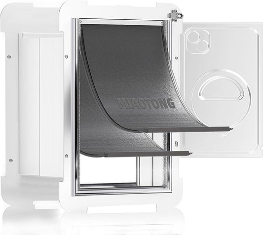 MIAOTONG Cat Door for Wall,Upgraded Sealing Dog Door for Wall, Double Flap Doggy Door,Steel Frame and Telescoping Tunnel Dog Door and Cat Door(Pets Up to 12 Lb) -Small