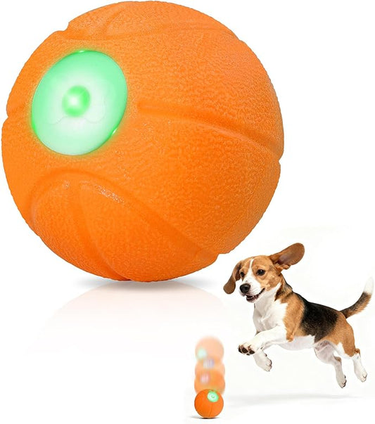 Petbobi Interactive Dog Ball, Moving & Vibrating Automatic Dog Toy, Thick TPU Basketball Design, USB Rechargeable, Washable & Chew-Resistant Self-Moving Dog Toy for Small Medium & Large Dogs