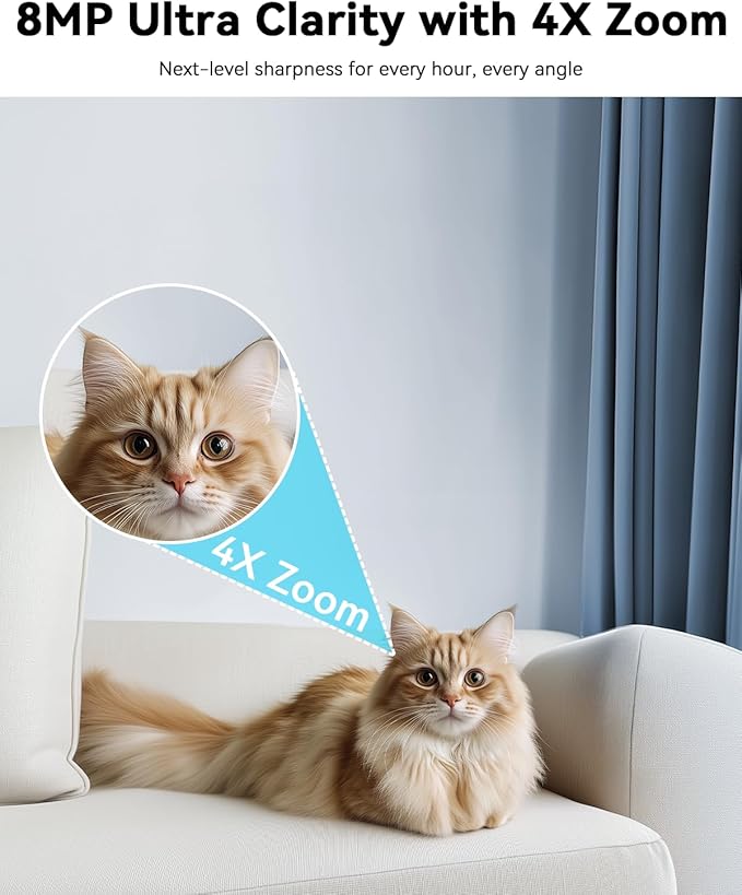 blurams Cameras for Home Security, 2K Pet Camera with Phone App, 360° PTZ Indoor Cameras, 2-Way Talk, Motion Tracking, Color/IR Night Vision, Compatible with Alexa, 8MP, Wi-Fi 6