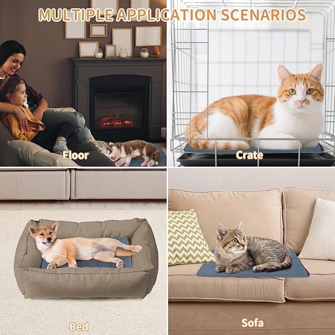 Pet Heating Pad for Cats and Dogs - Electric Warming Mat with Timer & Temperature Setting, Waterproof Cover, Auto Shut-Off - Safe Indoor Bed Warmer 16 * 12inch