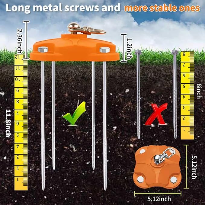 Dog Tie Out Stake with 30ft Cable, Heavy Duty 200lb Capacity, Double 360° Swivel Design, Outdoor Yard & Camping Ground Anchor for Large Dogs (Dog Stake+30ft Cable/200lbs)