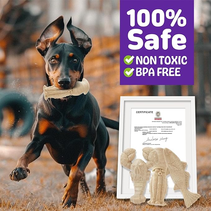 Dog Toys for Aggressive Chewers, 3 Pack Indestructible Dog Chew Toys, Super Chewer Toys with Tough Nylon for All Breed Sizes, Teeth Cleaning & Training, Boredom Relief