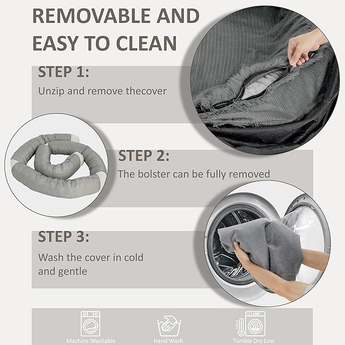 71" Human Dog Bed for Adult, Giant Orthopedic Memory Foam Dog Sofa Bed, Large Oversize Washable Faux Fur Pet Couch with Plump Pillow, Blanket, Strap - Dark Grey