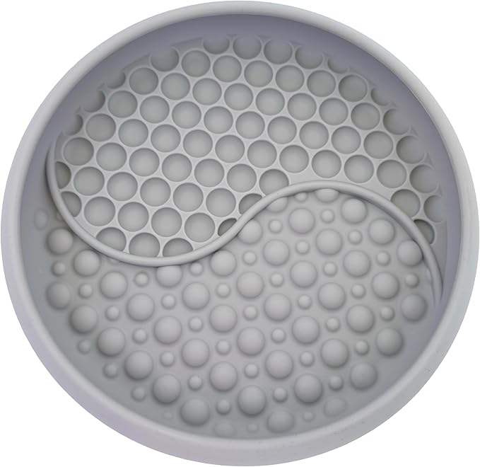 YAMI Bowl Lick Mat for Dogs & Cats, Slow Feeder Bowls, Cat Slow Feeder, Dog Enrichment Toys with Suction Cup for Anxiety Relief, Food-Grade Silicone, Dishwasher Fit, for All Breed (Light Gray)