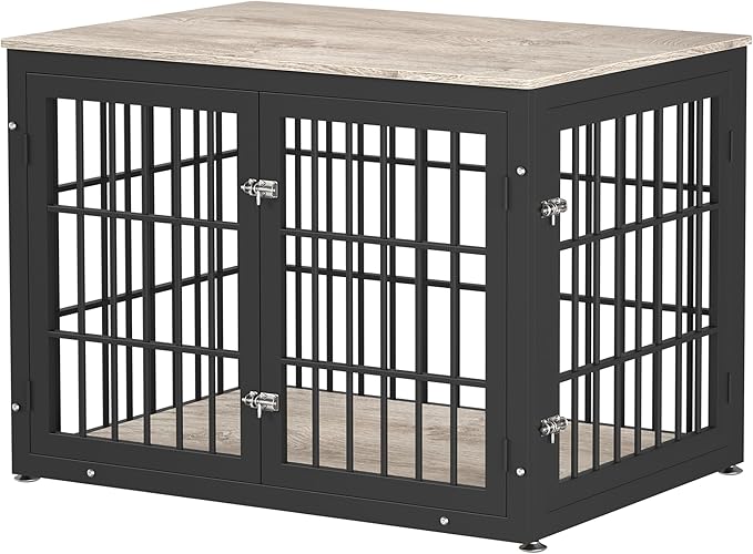42 Inch Heavy Duty Dog Crate Furniture for Large and Medium Dogs, Decorative Pet House End Table, Wooden Cage Kennel Furniture Indoor, Grey