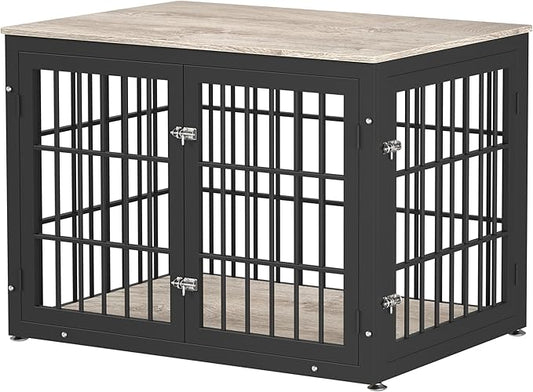 42 Inch Heavy Duty Dog Crate Furniture for Large and Medium Dogs, Decorative Pet House End Table, Wooden Cage Kennel Furniture Indoor, Grey