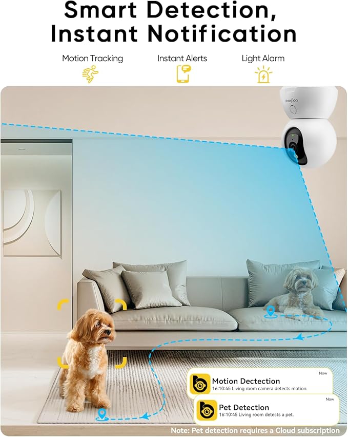 BoyKeep 2K Cameras for Home Security, 2-Pack Indoor Camera with Night Vision, Pet Camera Indoor with Phone App, Motion Detection, 2-Way Audio, Cloud/SD Card Storage, Compatible with Alexa