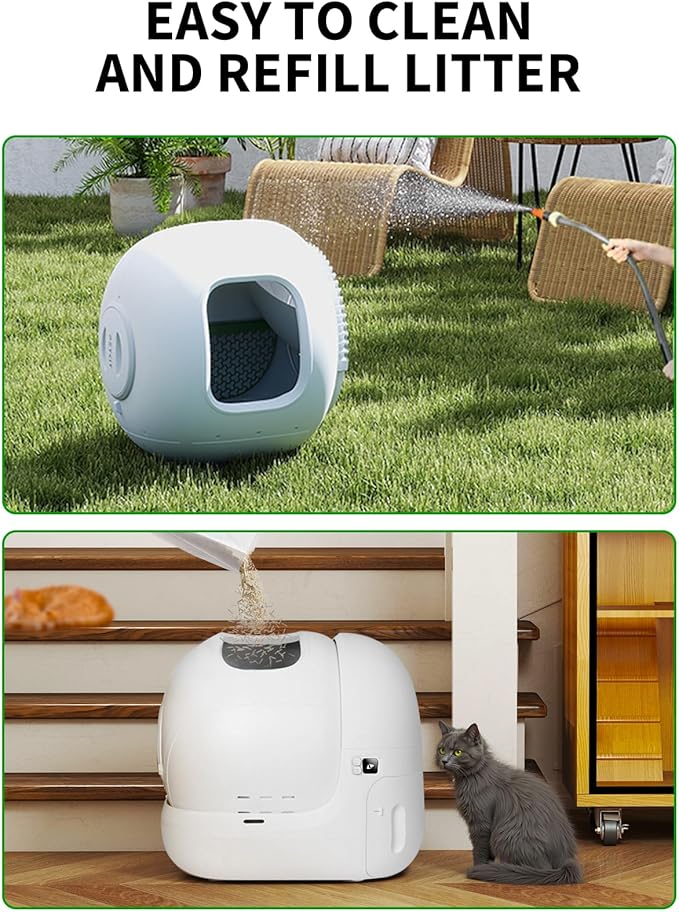 PETKIT 2025 Upgraded Automatic Cat Litter Box 2-Way Odor Remover & 20 Trash Bags,App Control Smart Robot with Anti-Scratch Inner Mat, Self-Cleaning Cat Litter Box True Integration & Structure Safety
