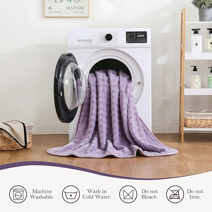 Waterproof Blanket for Bed Couch Sofa Car, Soft Leakproof Dog Blanket with 3D Bubble Pattern, Reversible Water Proof Pet Blankets for Dogs Cats Puppies (60"x80", Dusty Purple)