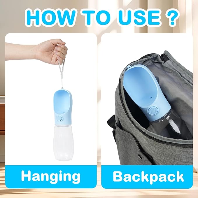 Dog Water Bottle, Leak Proof Portable Puppy Water Dispenser with Drinking Feeder for Puppy Small Medium Large Dogs Pet Outdoor Walking, Hiking, Travel, Food Grade Plastic (19oz Blue)