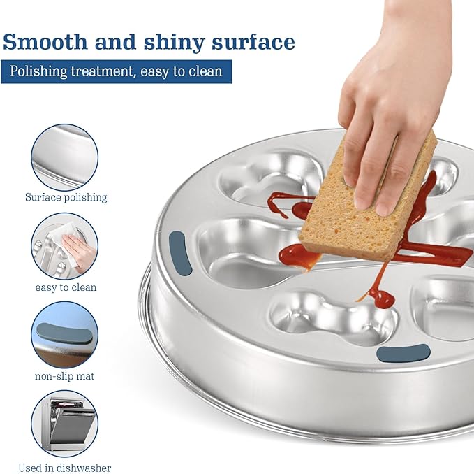 Stainless Steel Slow Feeder Dog Bowls – Non-Slip Metal Dog Bowl for Large & Medium Breeds, Puppy Puzzle Feeder – 2 Cup Capacity for Small to Big Pets – Durable Slow Feed Dog & Cat Food Dish with Mat
