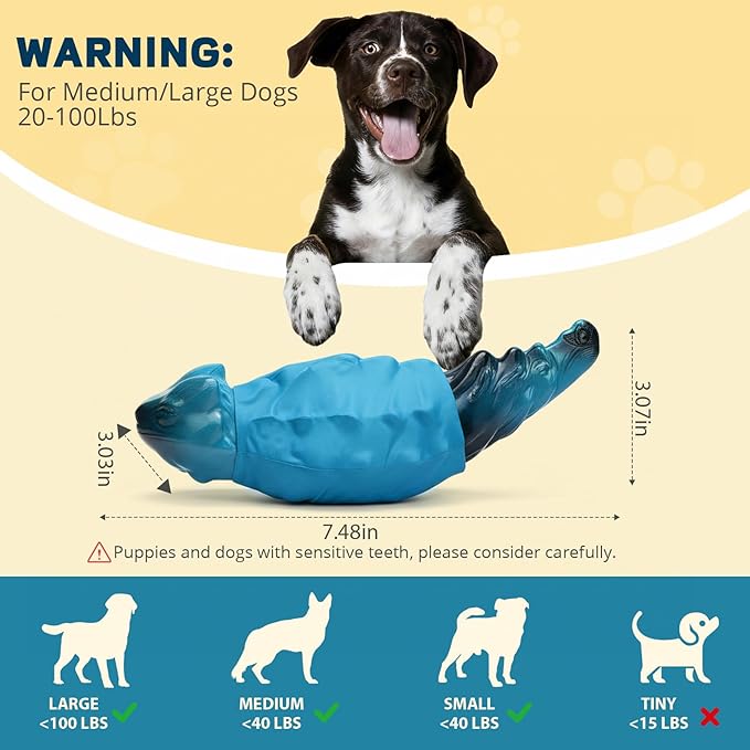 Dog Chew Toys for Aggressive Chewers, Indestructible Lizard Shape Tough Dog Toy with Natural Scents, Durable Chew Bones to Keep Large Dogs Busy, for Super Chewers 20-80Lbs - Milk