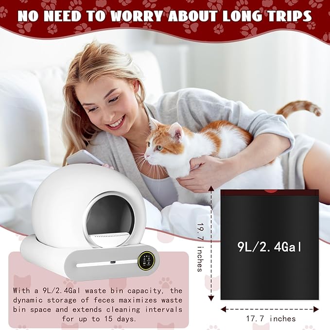 Cat Waste Bags for Automatic Cleaning Litter Boxes, 19.7 x 17.7 Inches Black(4 Packs/80 Counts) Black-Red