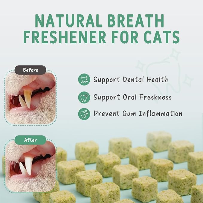 Freeze Dried Cat Grass Treats, Tasty Chicken Flavor, Cat Chew Treats for Dental Cleaning and Hairball Control, Fresh Breath & Healthy Digestion, High Protein & Grain Free Snacks
