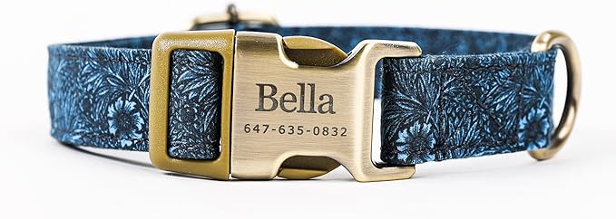 Personalized Dog Collar with Name and Phone Number Engraved,Adjustable Custom Puppy Collar,Organic Cotton Pet Collar for Small Medium Large Boy Girl Dogs