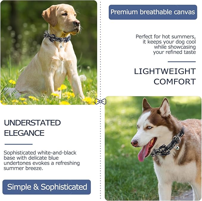 Bowtie Collars for Small Dogs, Elegant Puppy Collars, Tiny Dog Collars with Bowtie Adjustable 9.8"-13.8", Black, S